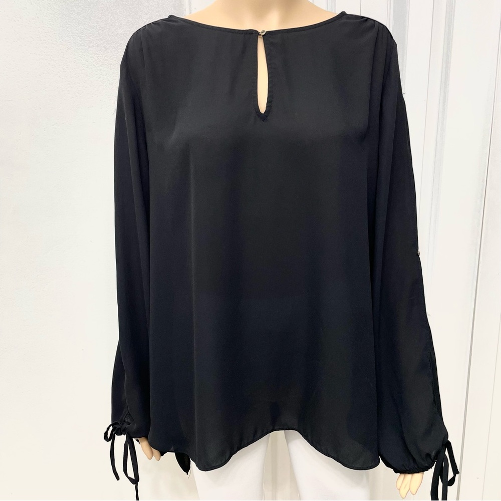 Milano Long Slit Sleeve Elegant Black Blouse Lightweight Top women’s size L